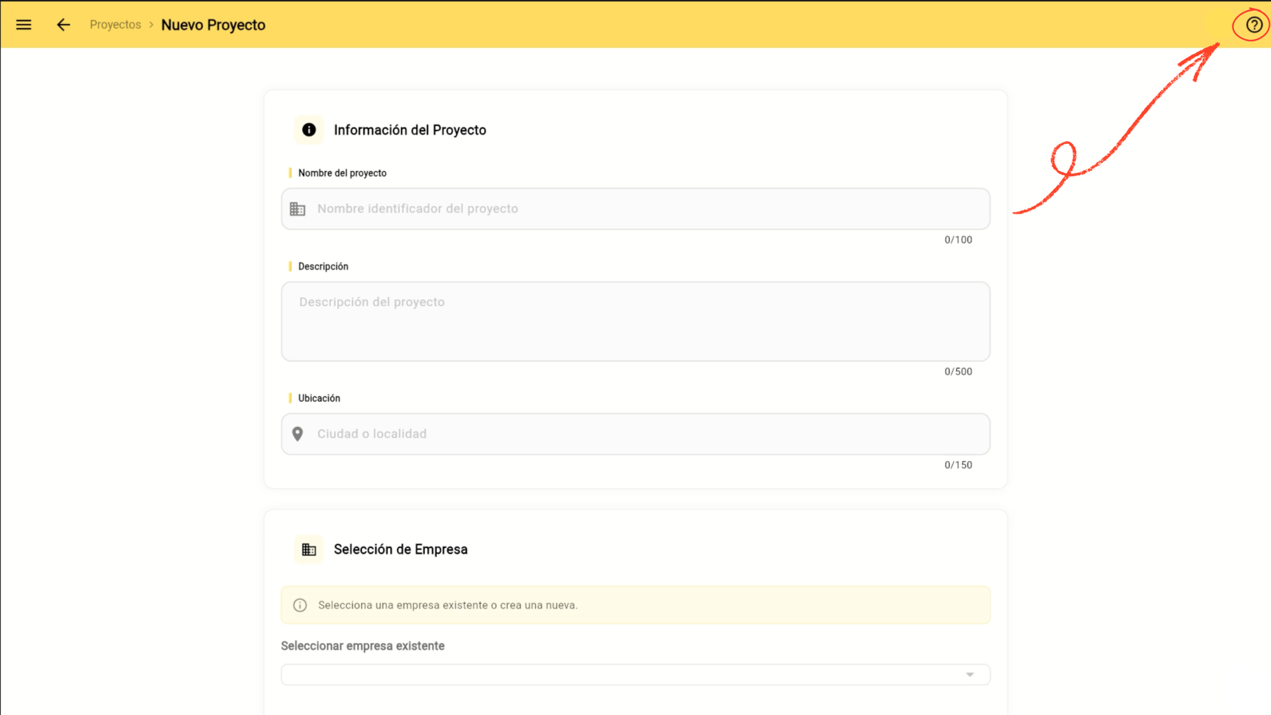 Paso 3: Campos de información del proyecto