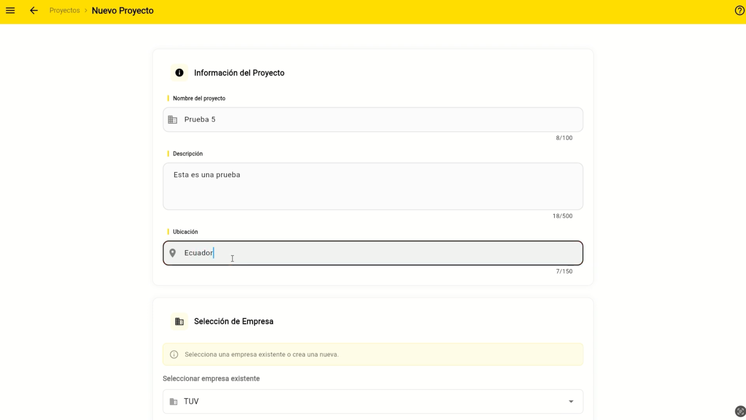 Paso 6: Formulario nueva empresa